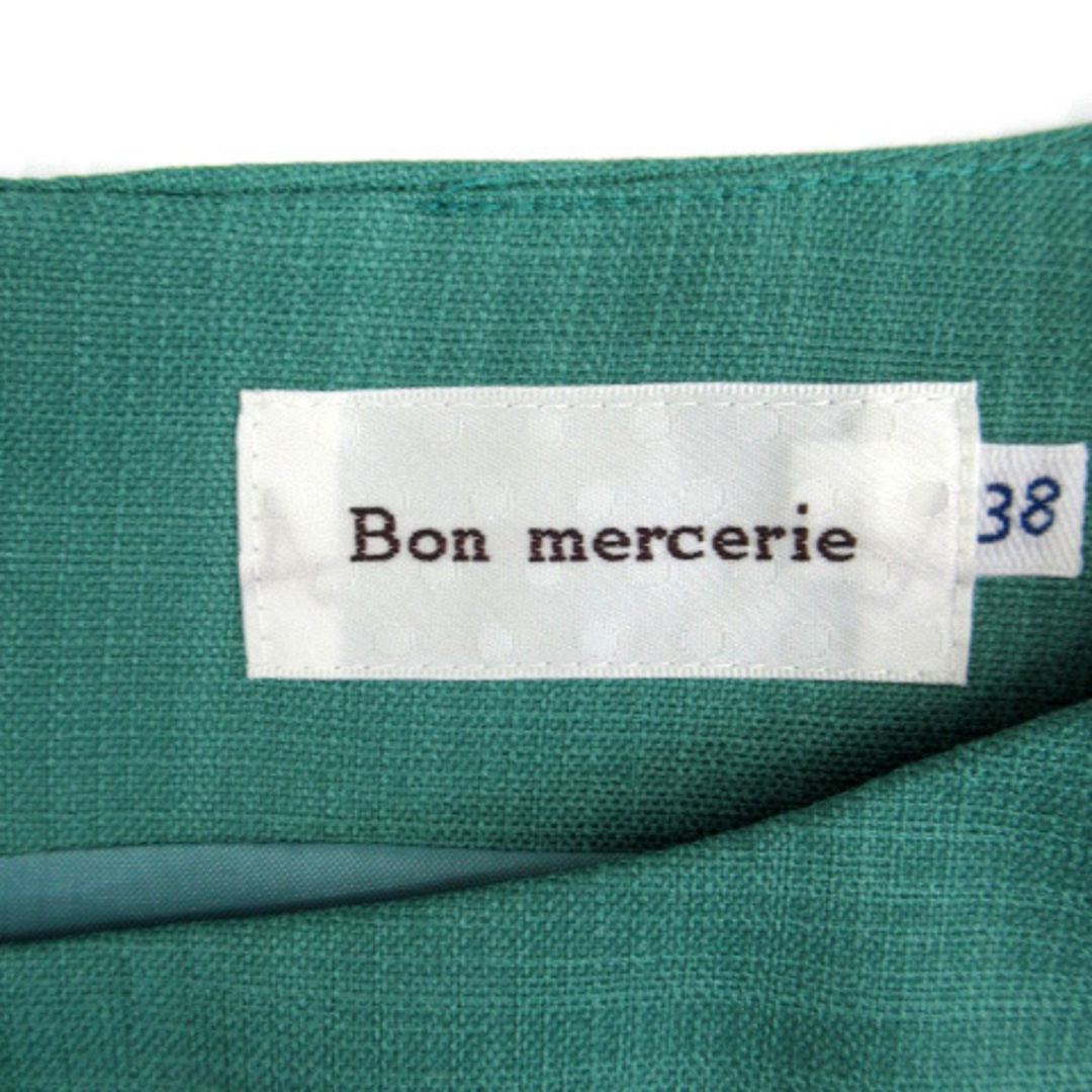 ボンメルスリー ワンピース ひざ丈 半袖 フリル リボン 38 グリーン 緑 レディースのワンピース(ひざ丈ワンピース)の商品写真