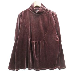 アザー(other)のメルロー merlot カットソー ベロア 長袖 ハイネック F ワインレッド(カットソー(長袖/七分))