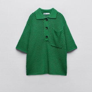 ザラ(ZARA)のZARA  メッシュニット　ポロセーター(Tシャツ/カットソー(半袖/袖なし))