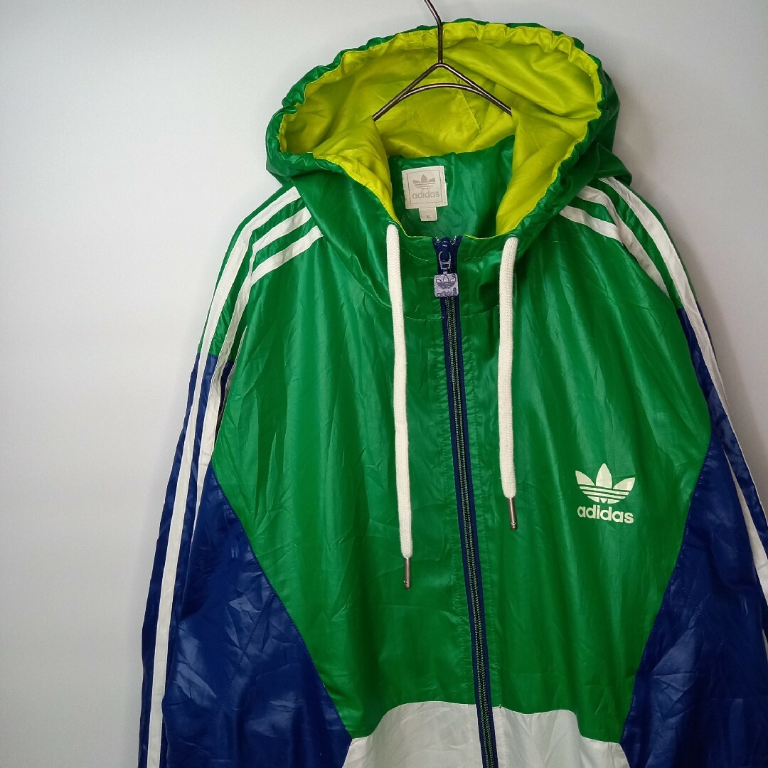 【オーバーサイズ、90s】adidasナイロンジャケットジップパーカーXL