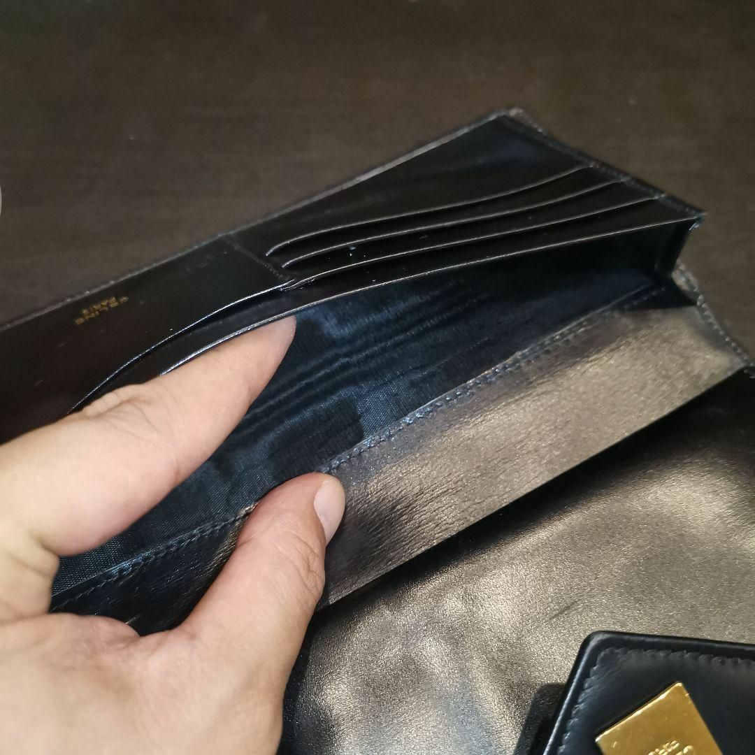 138超美品 セリーヌ 三つ折長財布 レザー ヴィンテージ がま口 ユニ