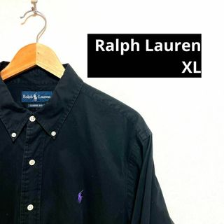 ラルフローレン(Ralph Lauren)の「XL」黒★ラルフローレン★ノーカラー/80ｓ/90ｓ★古着/シャツ/ブラック(シャツ)