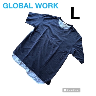 グローバルワーク(GLOBAL WORK)のグローバルワーク　メンズ　L カットソー　トップス　Tシャツ　ストライプ(Tシャツ/カットソー(半袖/袖なし))