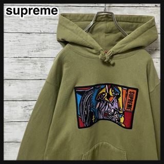 Supreme - 392 【美品】シュプリーム☆刺繍ビッグロゴ カーキ パーカー ...