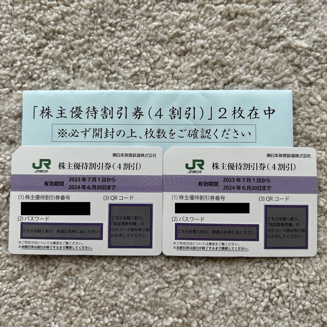 JR東日本 株主優待割引券 2枚 - 鉄道乗車券