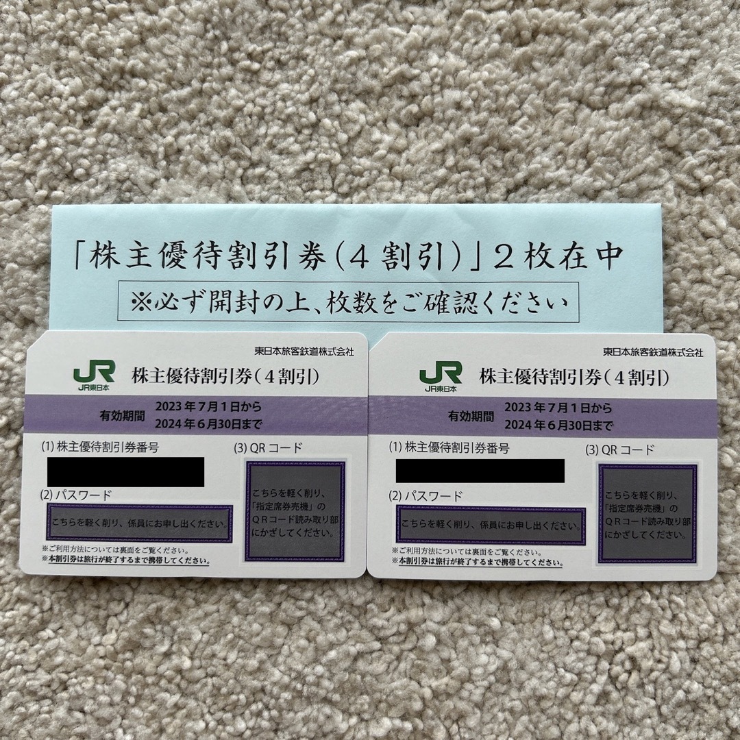 JR東日本株主優待割引券2枚　未開封