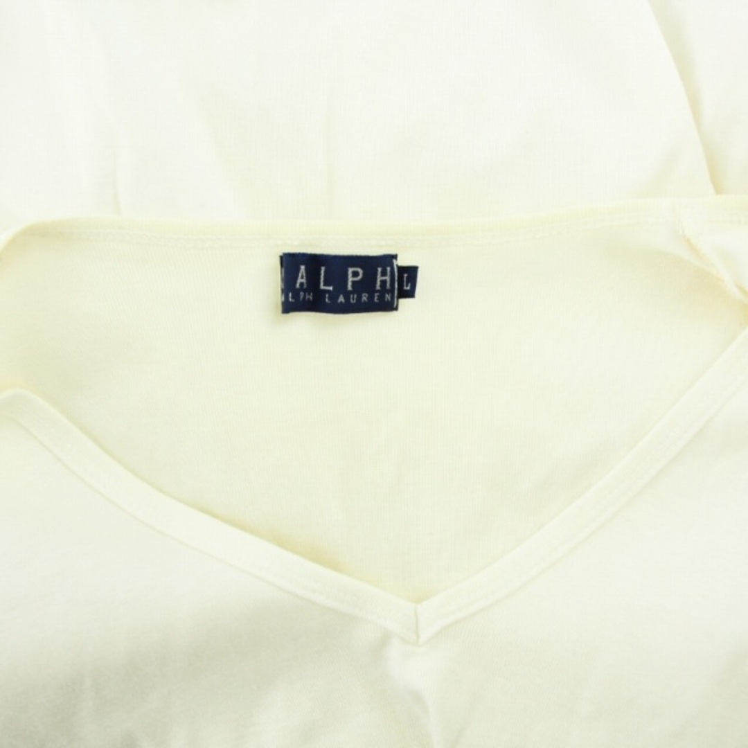 Ralph Lauren(ラルフローレン)のラルフローレン Tシャツ カットソー 半袖 Vネック コットン L 白 ホワイト レディースのトップス(Tシャツ(半袖/袖なし))の商品写真