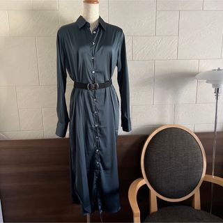 マッシモデュッティ(Massimo Dutti)のマッシモドゥッティ　シャツワンピ　ダークグリーン　ダークグレー　ネイビー(ロングワンピース/マキシワンピース)