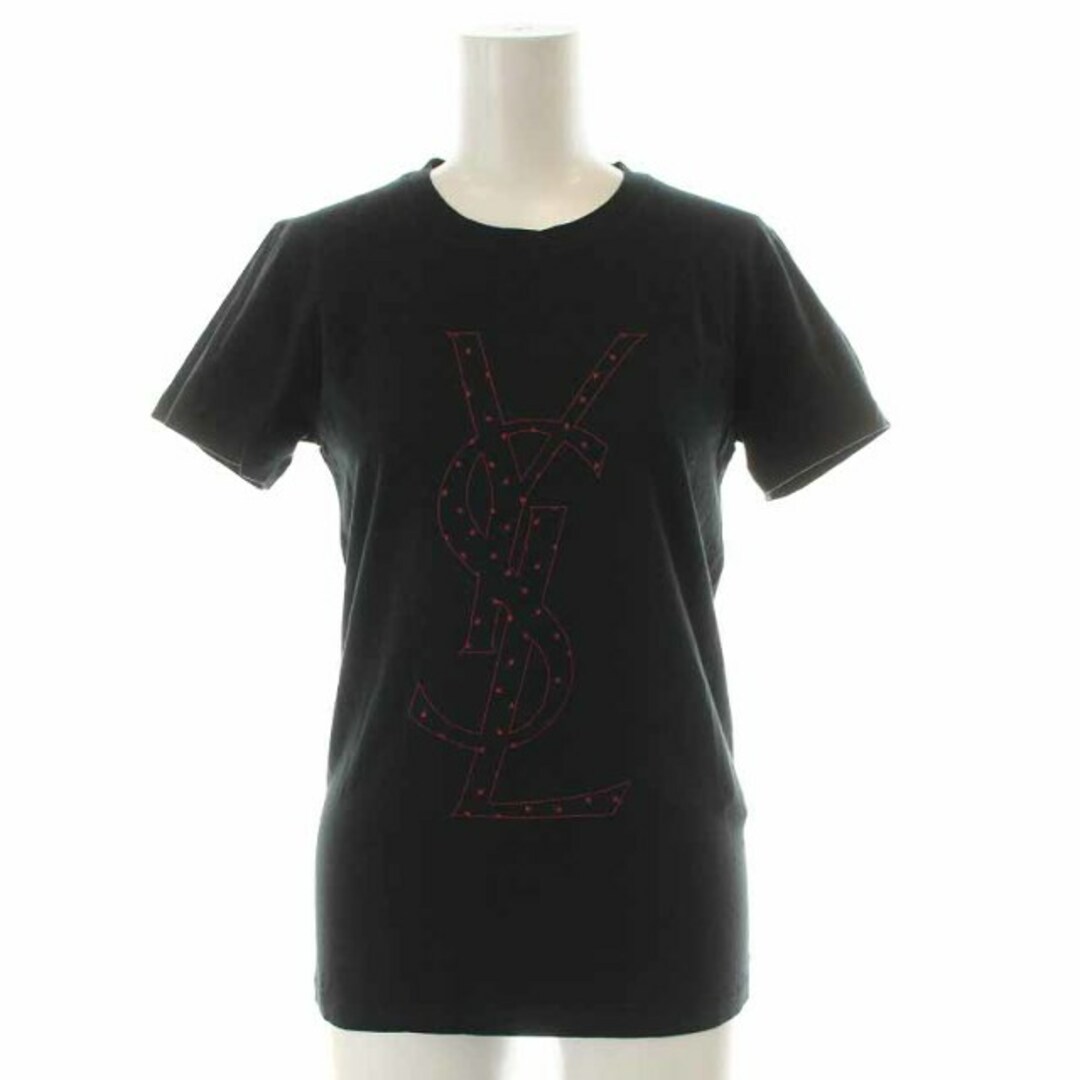 イヴサンローラン Tシャツ カットソー ロゴプリント イチゴ 36 9号 M 黒