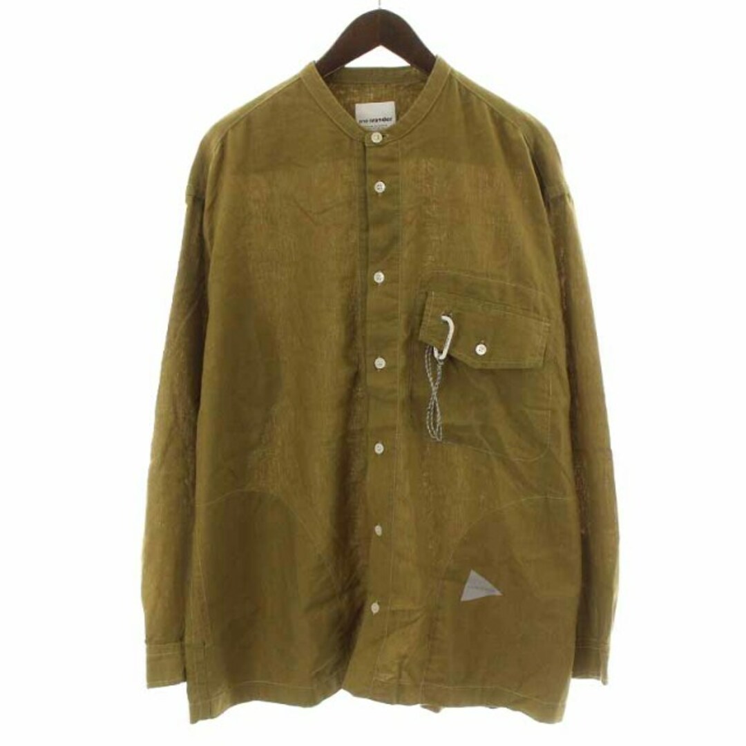 and wander dry linen shirt 4 XL カーキ