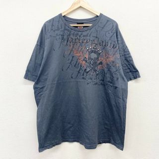 ハーレー(Hurley)のUS古着 ハーレーダビッドソン HARLEY-DAVIDSON Tシャツ 半袖 スカル プリント スタッズ サイズ：メンズ 2XL ビッグサイズ チャコールグレー【中古】(Tシャツ/カットソー(半袖/袖なし))