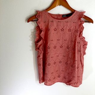 ザラ(ZARA)のノースリーブ ZARA  ピンク  M(カットソー(半袖/袖なし))