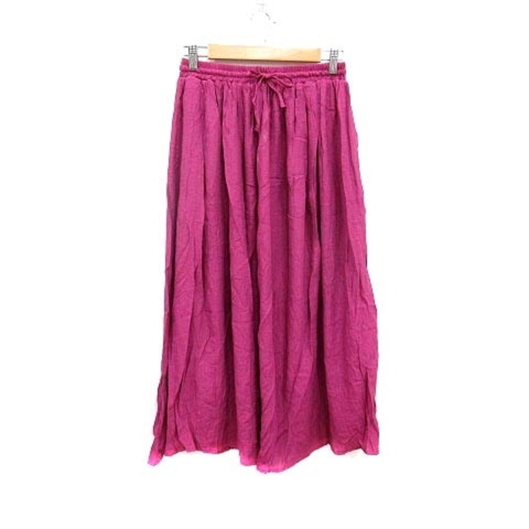 NICE CLAUP(ナイスクラップ)のナイスクラップ フレアスカート ロング ウエストマーク ピンク /YK ■MO レディースのスカート(ロングスカート)の商品写真