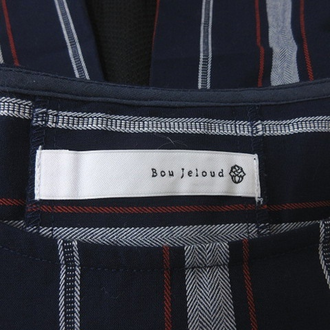 Bou Jeloud(ブージュルード)のブージュルード ブラウス 半袖 ストライプ 切替 メッシュ 38 マルチカラー レディースのトップス(シャツ/ブラウス(半袖/袖なし))の商品写真