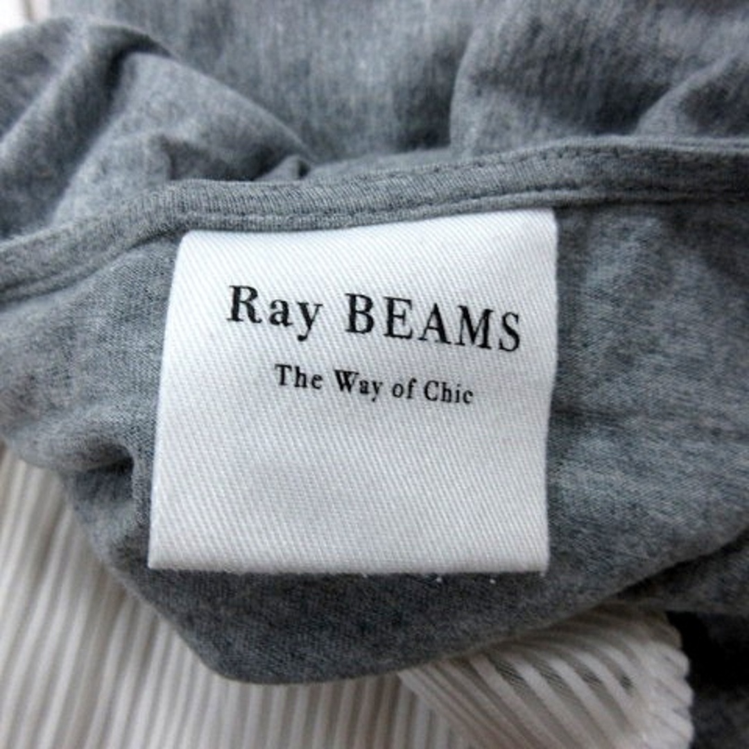 Ray BEAMS(レイビームス)のレイビームス カットソー Uネック 半袖 ストライプ グレー 白 レディースのトップス(カットソー(半袖/袖なし))の商品写真