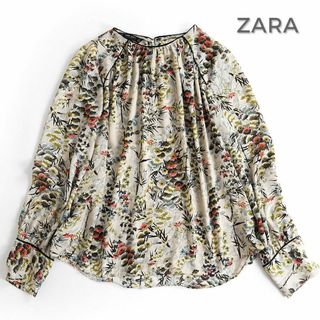 ザラ(ZARA)の133*美品 大きいXL ZARA ザラ 和柄 フラワー とろみブラウス.(シャツ/ブラウス(長袖/七分))