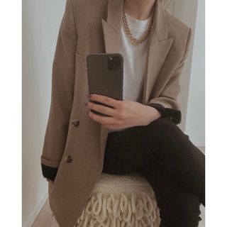 ザラ(ZARA)のZARA ウールダブルブレザー　ゴールデンブラウン(テーラードジャケット)