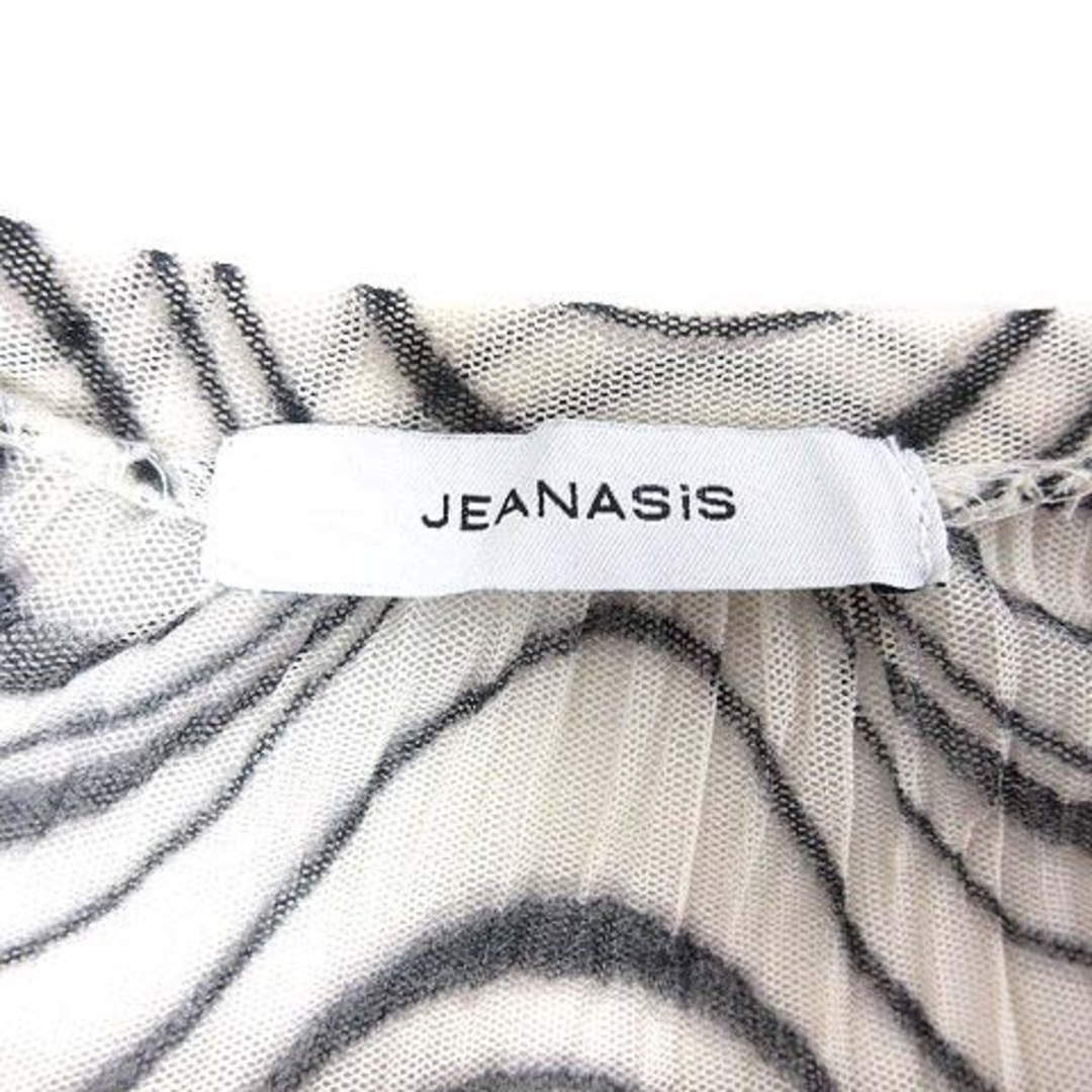 JEANASIS(ジーナシス)のJEANASIS ニット カットソー ドルマンスリーブ 総柄 F 白 黒 ■MO レディースのトップス(ニット/セーター)の商品写真