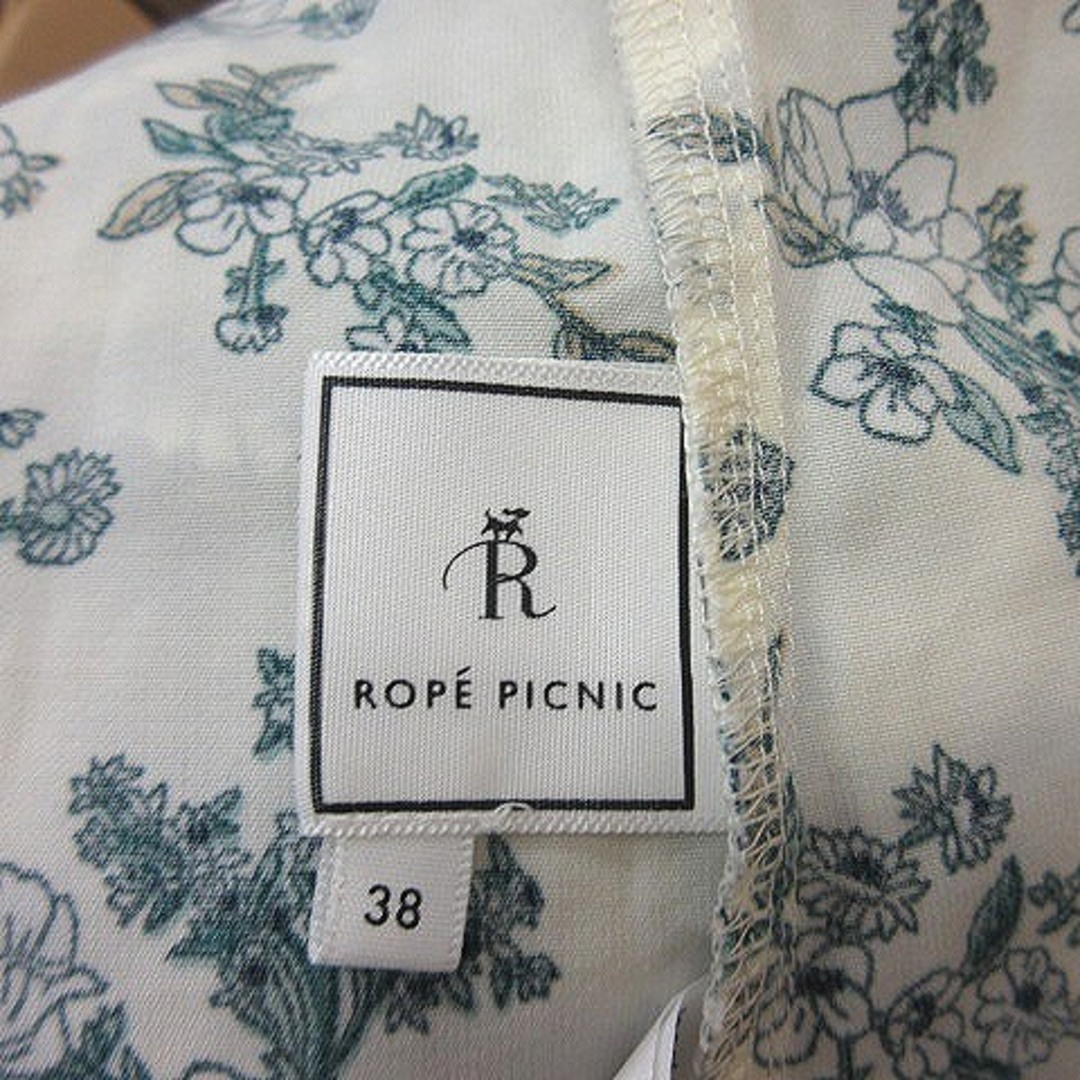 Rope' Picnic(ロペピクニック)のロペピクニック ブラウス プルオーバー 長袖 花柄 38 白 オフホワイト 緑  レディースのトップス(シャツ/ブラウス(長袖/七分))の商品写真