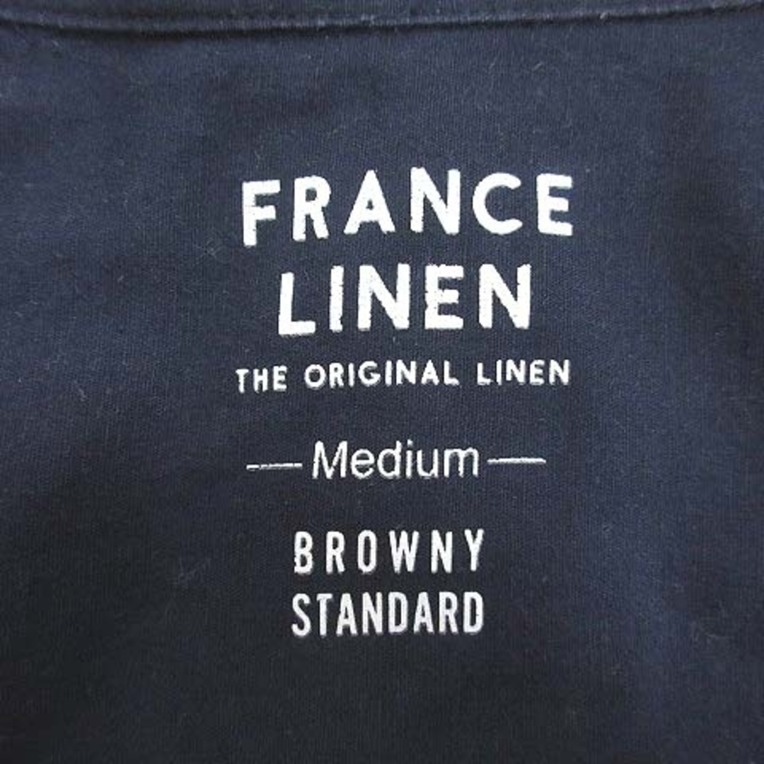 BROWNY(ブラウニー)のブラウニー BROWNY STANDARD シャツ 長袖 麻混 M 紺 ■MO レディースのトップス(シャツ/ブラウス(長袖/七分))の商品写真