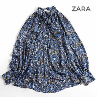 ザラ(ZARA)の134*極美品 大きいXL ZARA ザラ フラワー 高見え ボウタイブラウス.(シャツ/ブラウス(長袖/七分))