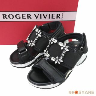 ロジェヴィヴィエ(ROGER VIVIER)の美品 ロジェ ヴィヴィエ ヴィヴ ラン ストラス サンダル 36 45799(サンダル)