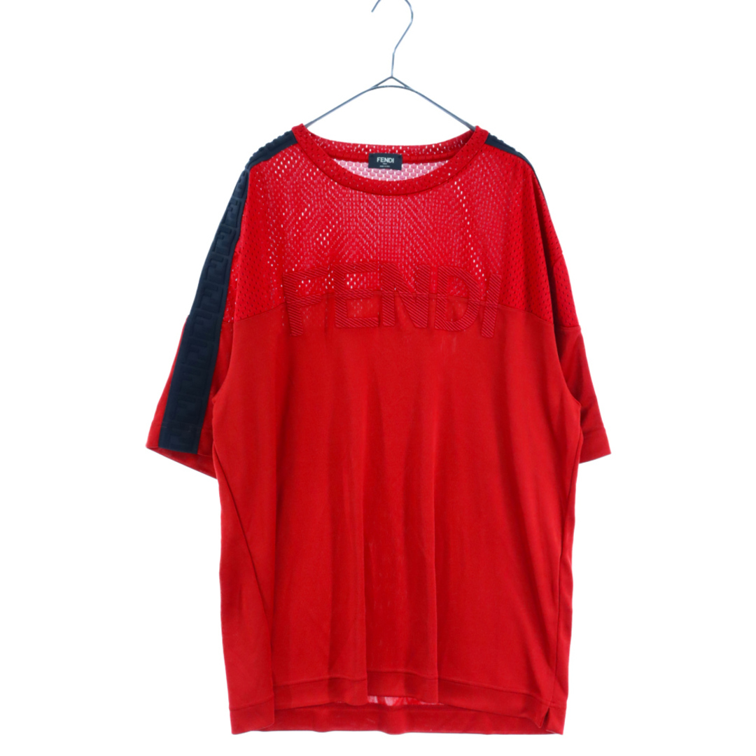 FENDI フェンディ リーガルフィット メッシュ 半袖Tシャツ レッド FAF631 A52I