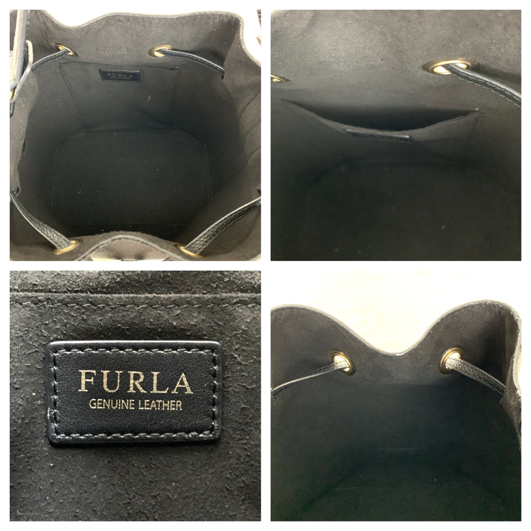 美品☆FURLA コスタンザ 2way 巾着 ショルダーバッグ ブラック 黒 6