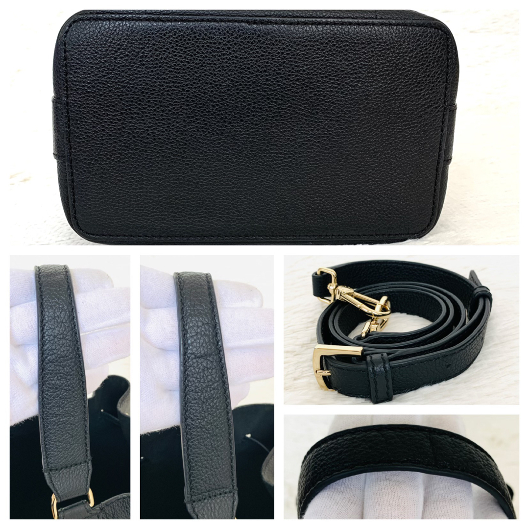 美品☆FURLA コスタンザ 2way 巾着 ショルダーバッグ ブラック 黒 4