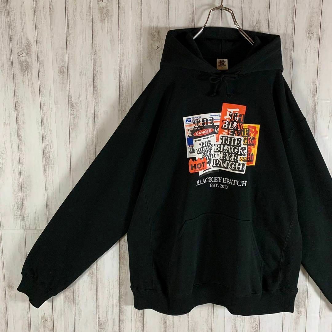 即完売モデル】ブラックアイパッチ センター刺繍ロゴ 取扱注意 XL