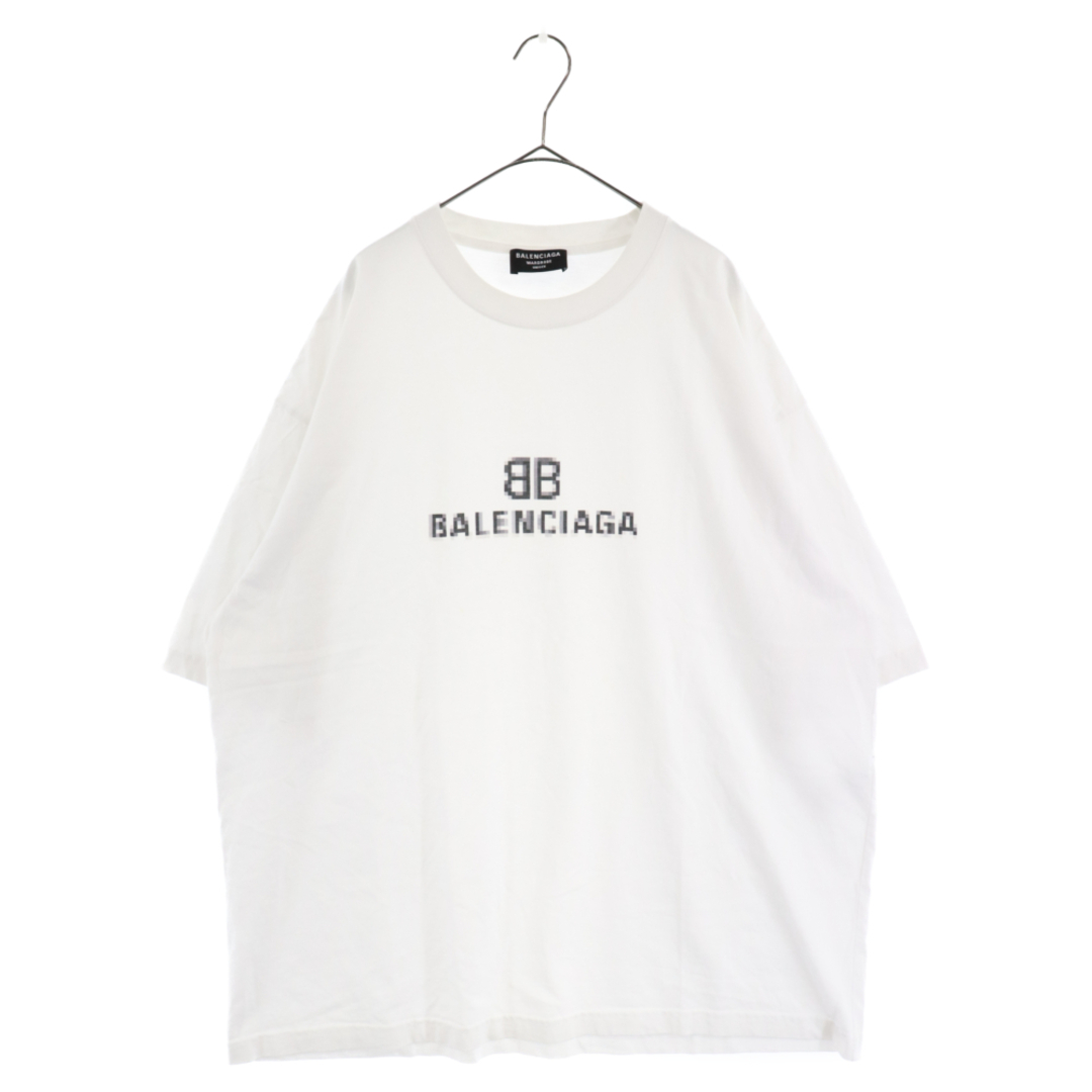 BALENCIAGA バレンシアガ 21AW ピクセルBBロゴプリント 半袖Tシャツ カットソー ホワイト 612966 TKVI7