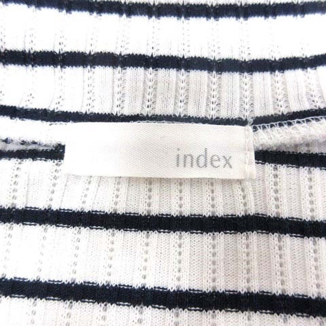 INDEX(インデックス)のINDEX ニット カットソー Vネック ボーダー 長袖 白 ホワイト 紺 レディースのトップス(ニット/セーター)の商品写真