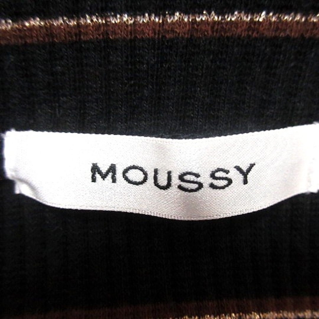 moussy(マウジー)のマウジー moussy ニット カットソー ノースリーブ ボーダー F 黒  レディースのトップス(カットソー(半袖/袖なし))の商品写真