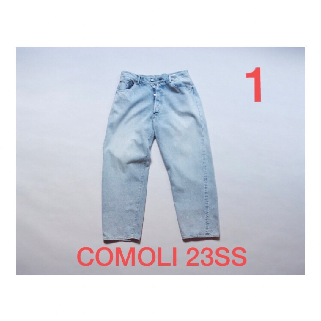 COMOLI 23SS デニム 5Pパンツ ブリーチ 1