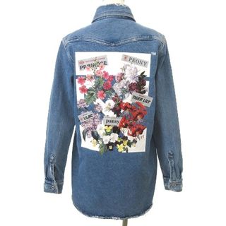 オフホワイト(OFF-WHITE)のオフホワイト 18ss デニム ジャケット フラワープリント 40 ブルー(Gジャン/デニムジャケット)