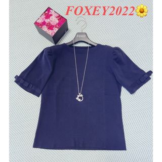 フォクシー(FOXEY)のFOXEY 【ROCHELLE TOP】美品✨ニットトップス　ネイビー　38 (ニット/セーター)