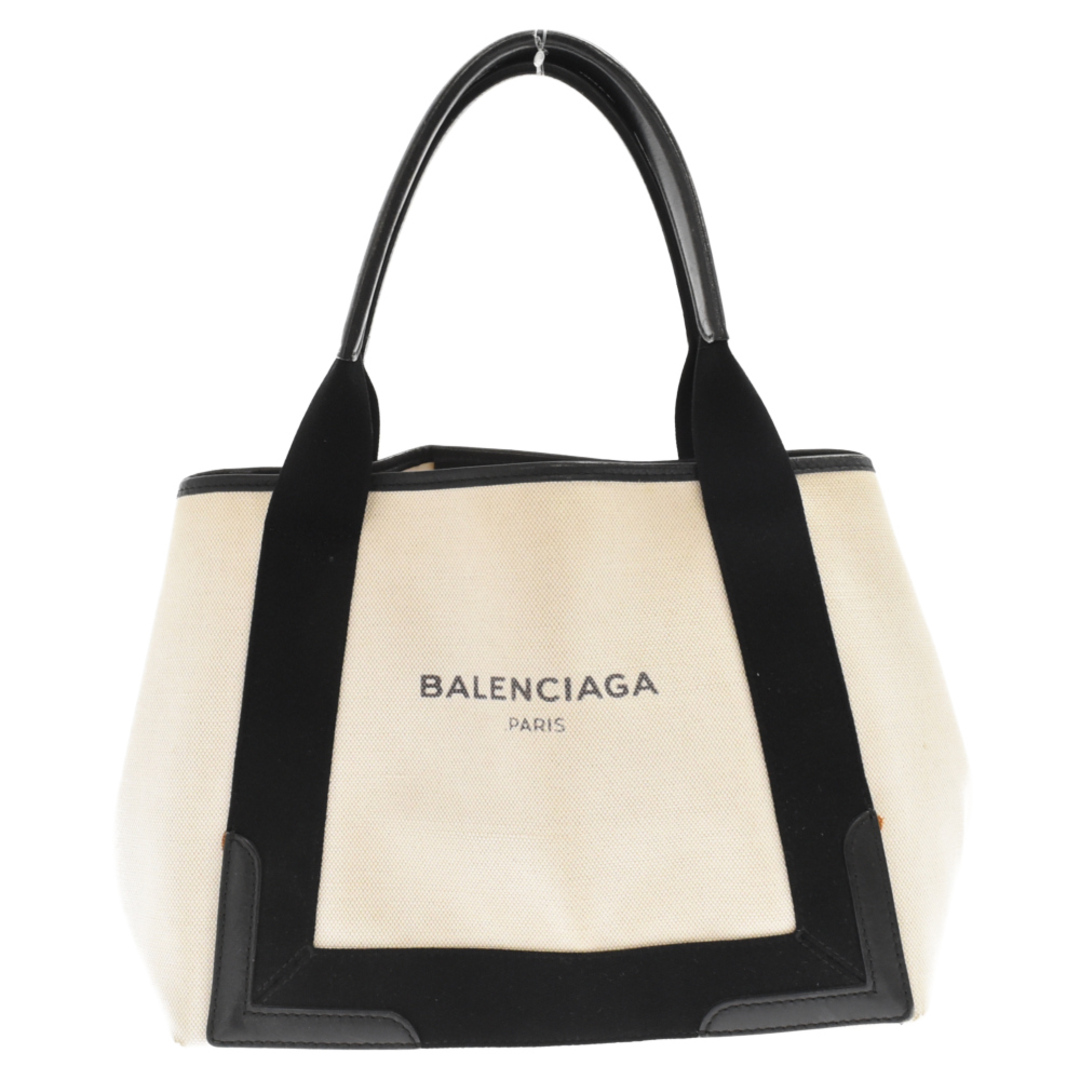 BALENCIAGA バレンシアガ ネイビーカバ S ロゴキャンバス トートバッグ ハンドバッグ 339933 ブラック/ホワイト