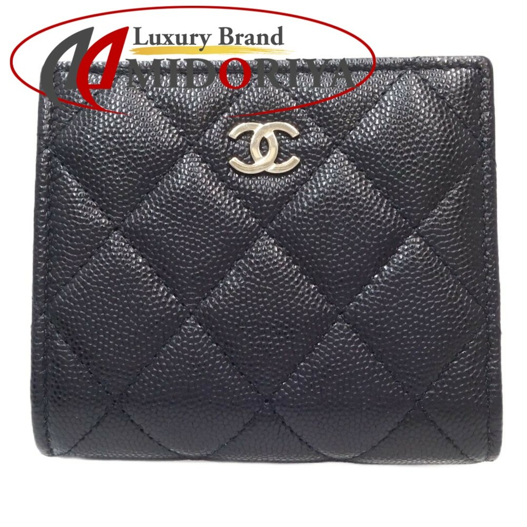 シャネル CHANEL チェーンココマーク スモールフラップウォレット AP3055 二つ折り財布 キャビアスキン ブラック / 083779