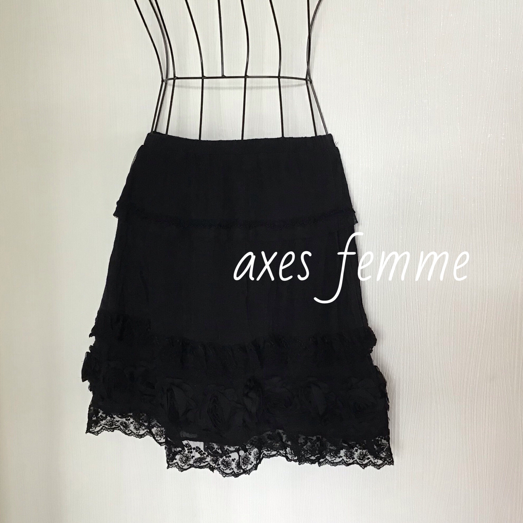 axes femme 立体バラミニスカート レース Mサイズ USED - ミニスカート