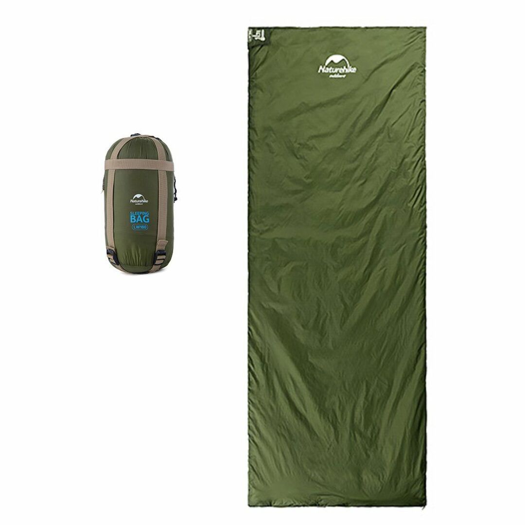 【色: グリーン】寝袋 夏用 シングル 秋用 軽量 コンパクト連結可能 キャンプ