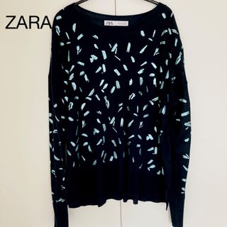 ザラ(ZARA)の☆新品未使用☆ZARA ザラ トップス ニット ネイビー  メタリック(カットソー(長袖/七分))