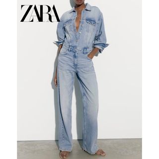 ZARA デニム TRF オーバーサイズ ジャンプスーツ Sサイズ ブルー-