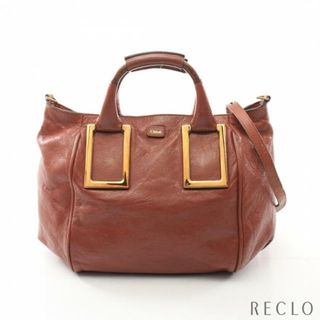 クロエ(Chloe)のエテル ハンドバッグ レザー コーラルピンク ブラウン 2WAY(ハンドバッグ)