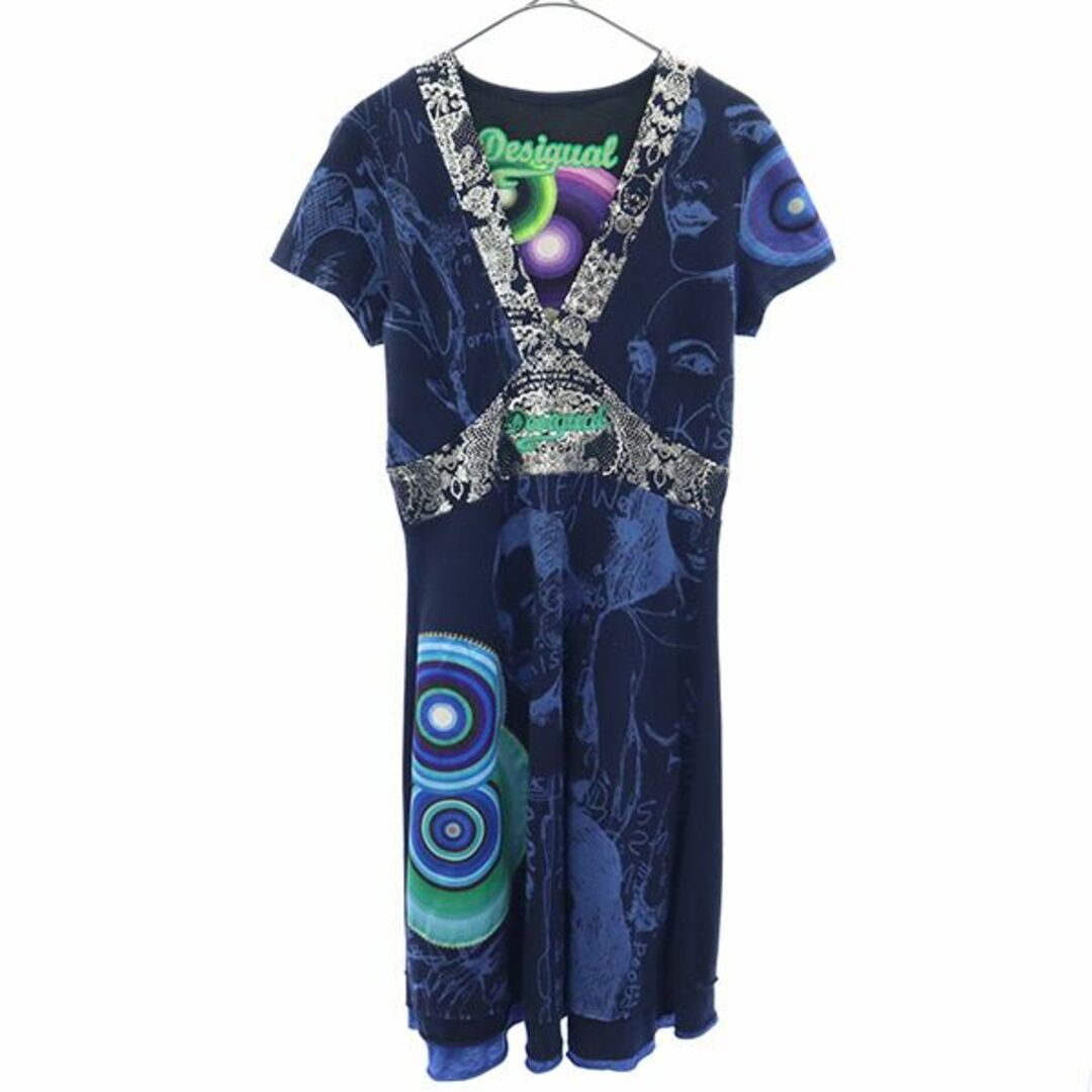 デシグアル Desigual ☆ 花柄 シフォン 半袖 ワンピース EUR S