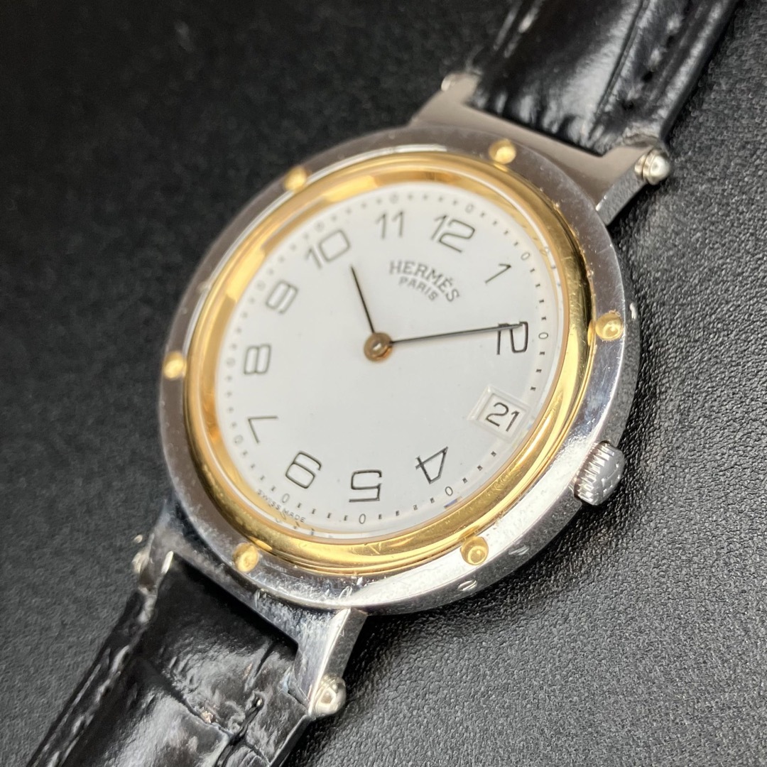Hermes - 【正規品 稼働品】エルメス 腕時計 クリッパー ゴールド