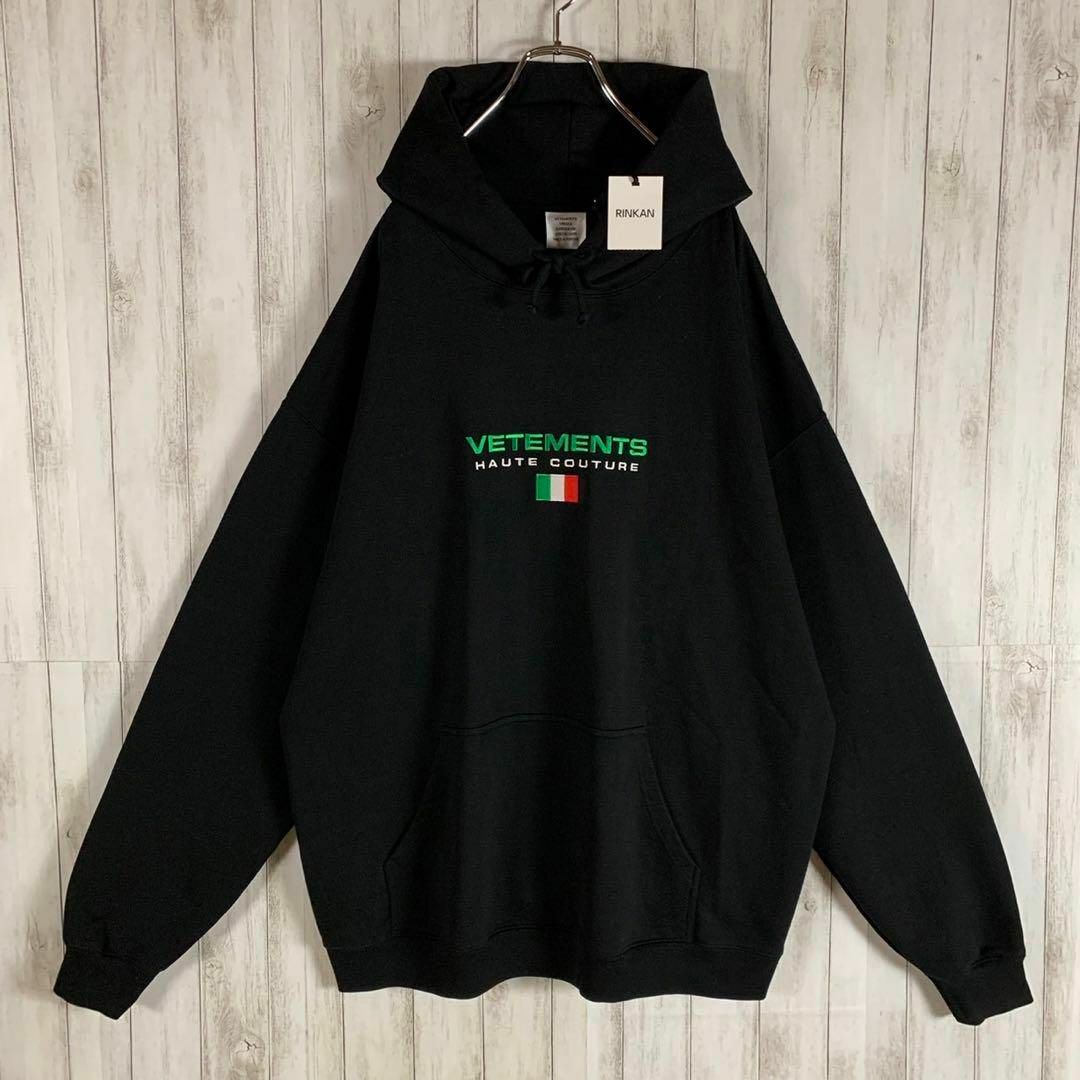 即完売モデル】VETEMENTS ヴェトモン センター刺繍ロゴ 希少 パーカー