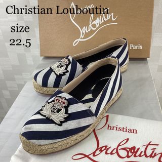 クリスチャンルブタン Christian Louboutin CL エスパドリーユ 1170491 エンブレム フラットシューズ 靴 スリッポン キャンバス ピンク ライトピンク