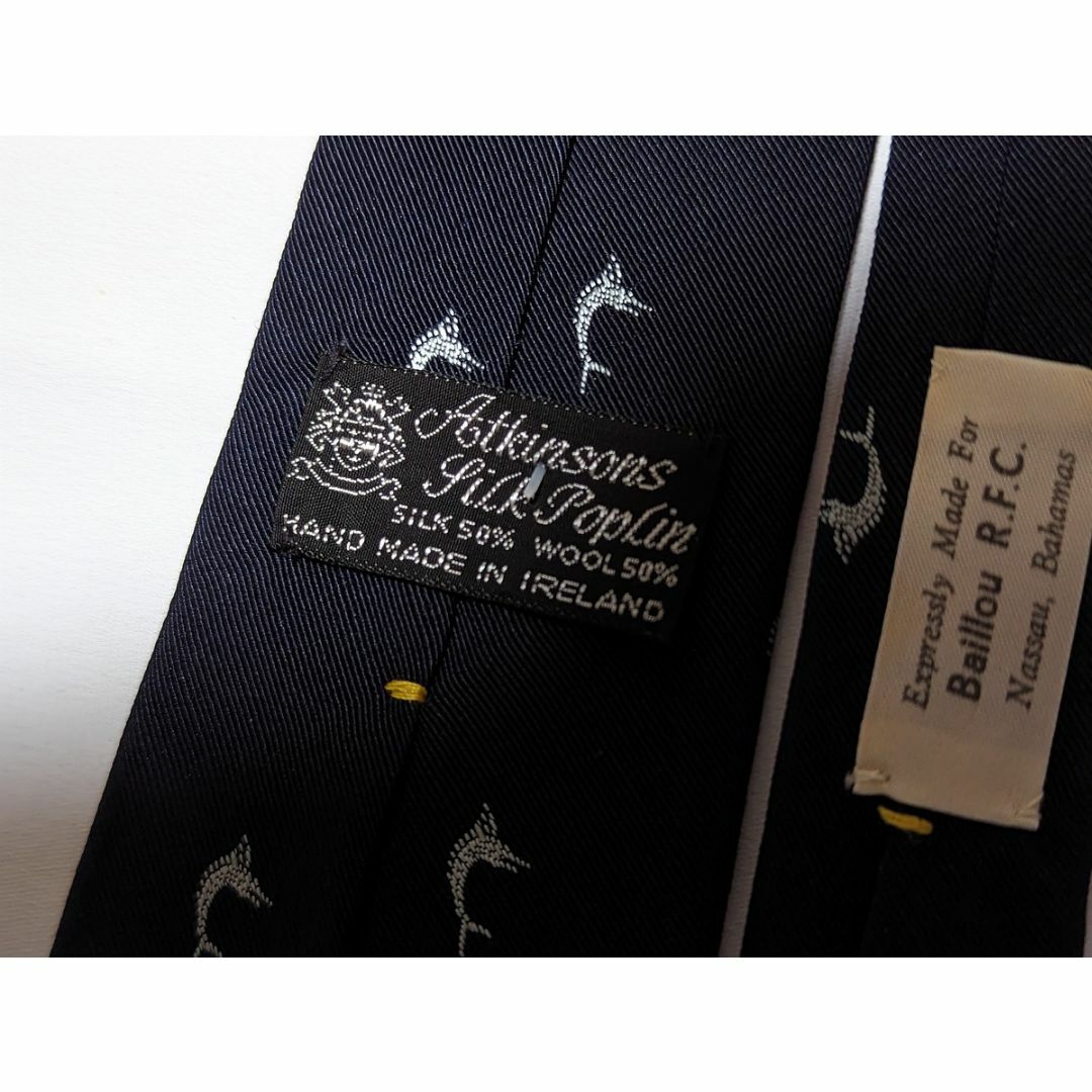 Atkinsons アイリッシュポプリン カジキ柄 イギリス製 ネクタイ - ネクタイ