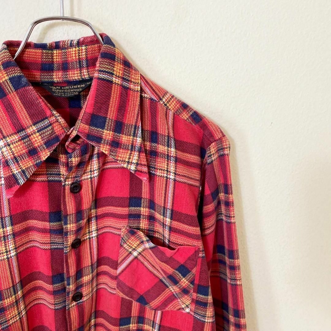 70s VANHEUSEN チェック ネルシャツ 古着 ヴィンテージ アメカジ