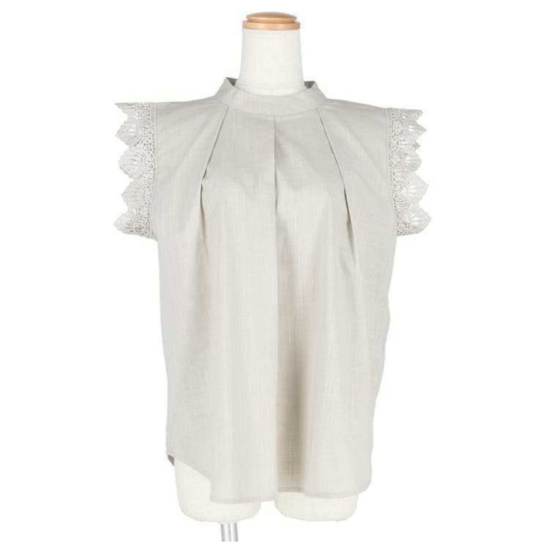 COCAノースリーブ 綿100% 袖レース カジュアル 新品　ホワイト レディースのトップス(Tシャツ(半袖/袖なし))の商品写真